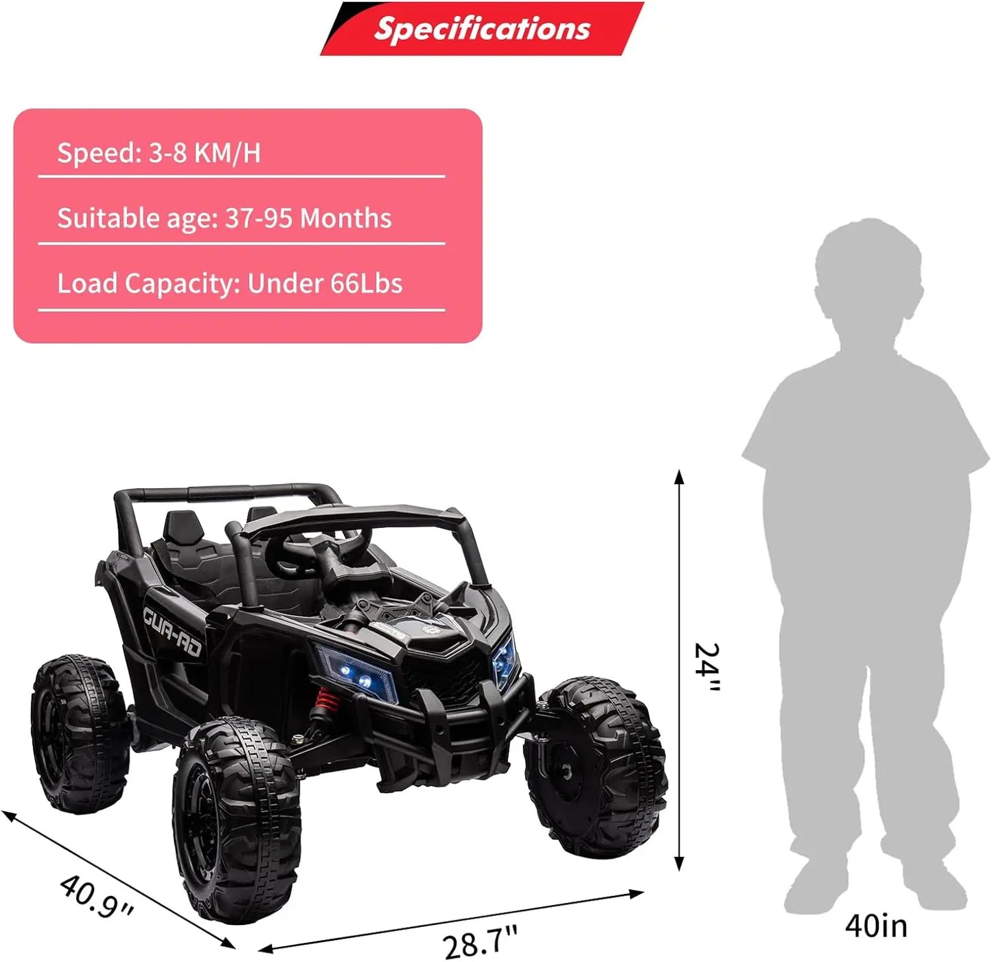 2 Seater Ride On Car, 24V Kids Ride On UTV Car w/Remote Control, 2×200W Motor Electric Vehicle LED Lights Off-Road Toy for Kids