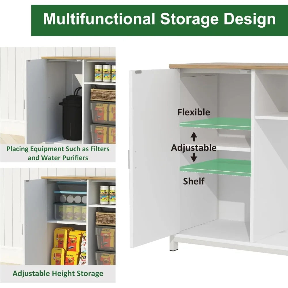 40 Gallon Fish Tank Stand, Aquarium Stand with Power Outlets, Cabinet for Fish Tank Accessories Storage, Heavy Duty Breeder Tank
