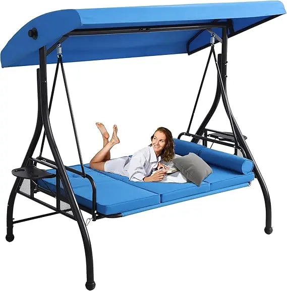 Three Seat Outdoor Patio Swing With Stand Cushions Kit