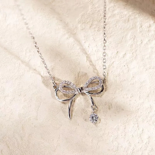 Guangdong Bowknot Silver Plated Necklace For Women
