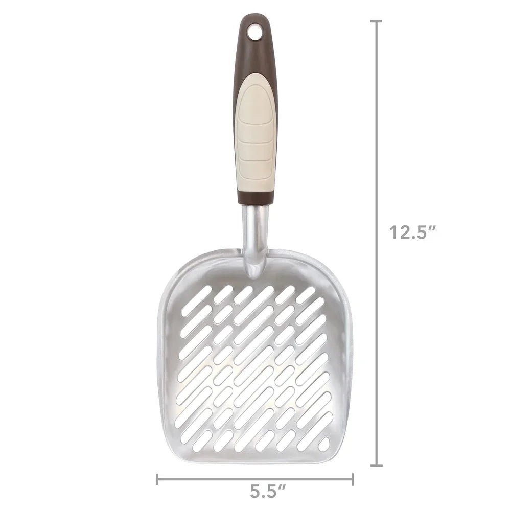 Hign-concerned Industrial Grade Aluminum Cat Litter Scoop Ergonomic TPR SlottedDesign