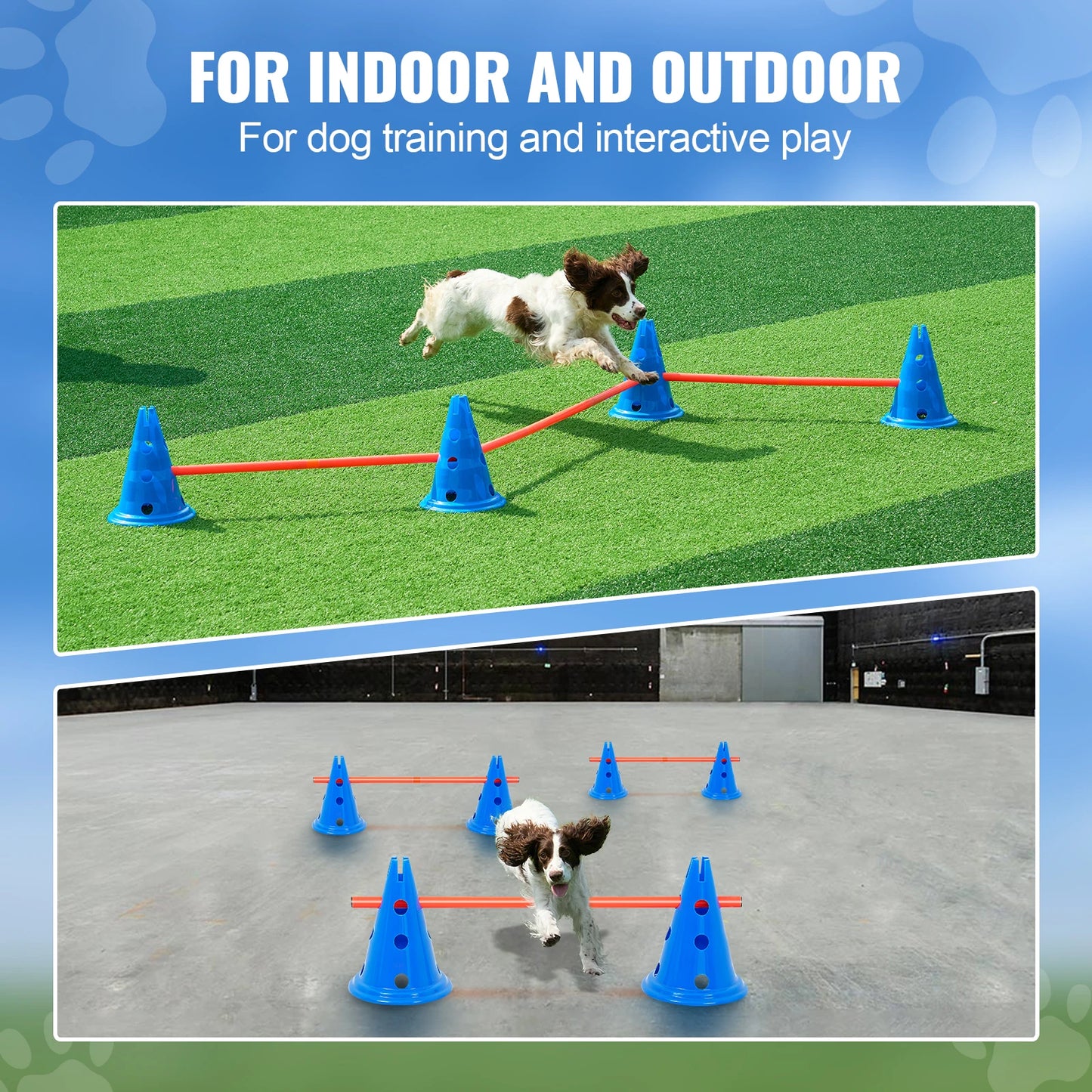 SucceBuy Dog Agility Hurdle Cone Set Adjustable Crossbar System TrainingEquipment