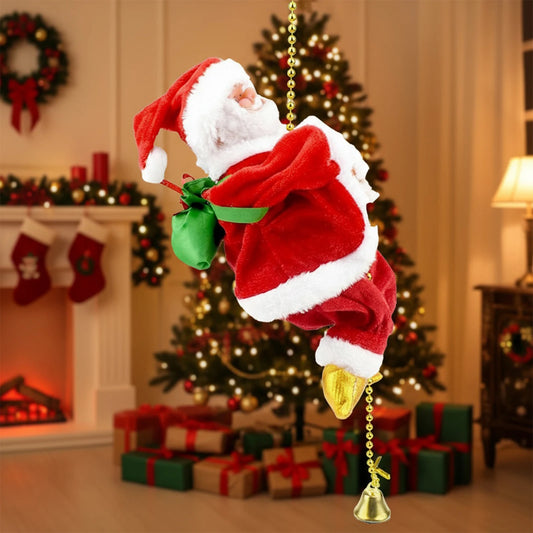 Climbing Santa Ornament On Rope Christmas Music Decoration