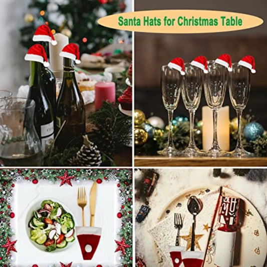 Mini Santa Hats 40Pcs Craft Christmas Wine Bottle Topper