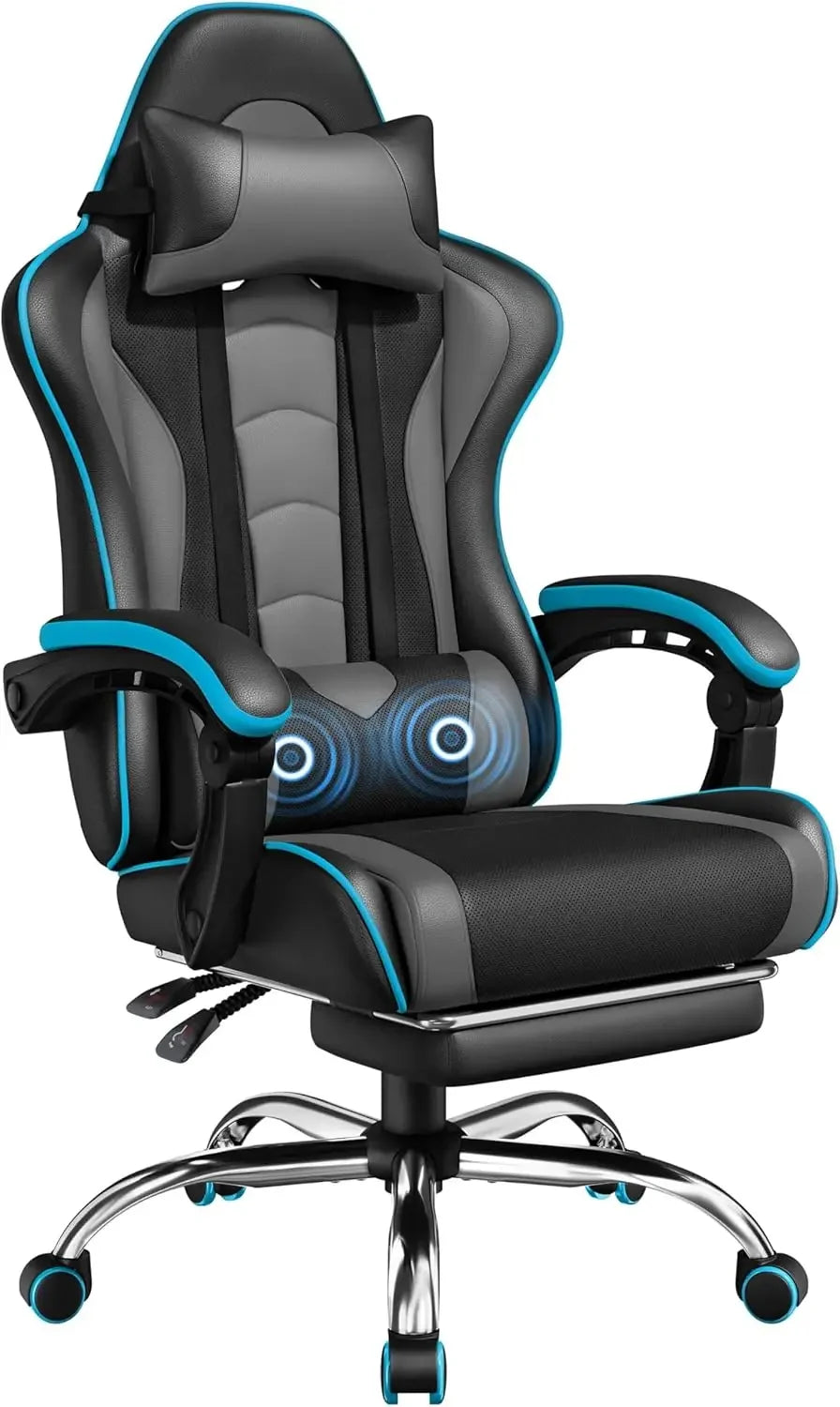 Ergonomics Gaming Chair With Massage Lumbar Support Footrest