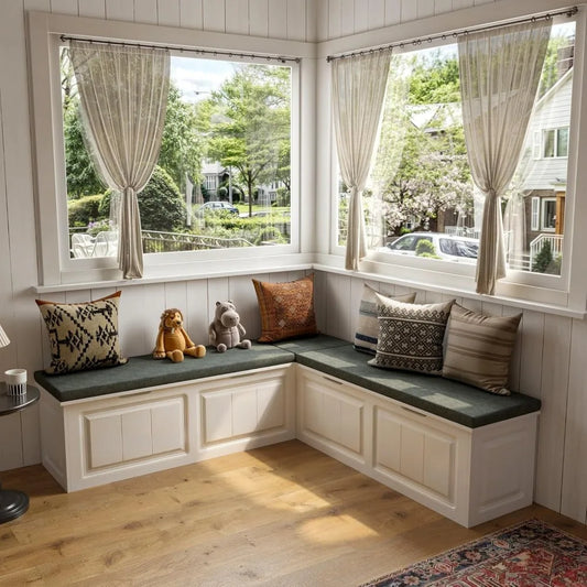 Corner Storage Nook Bench With Cushion For Kitchen Entryway