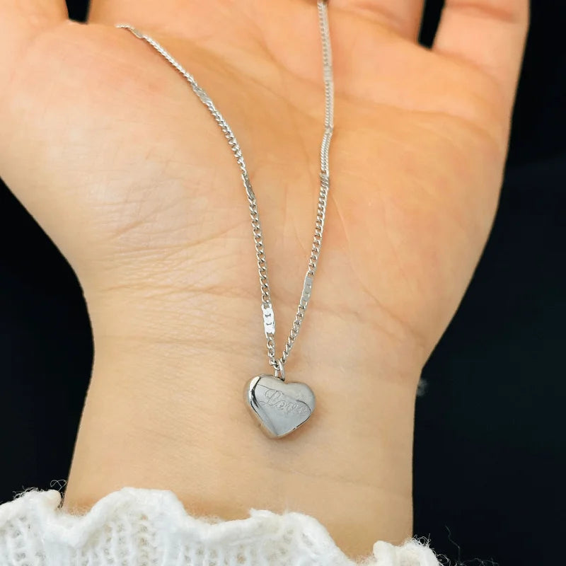 Heart Pendant Necklace Stainless Steel Unisex Jewelry Gift