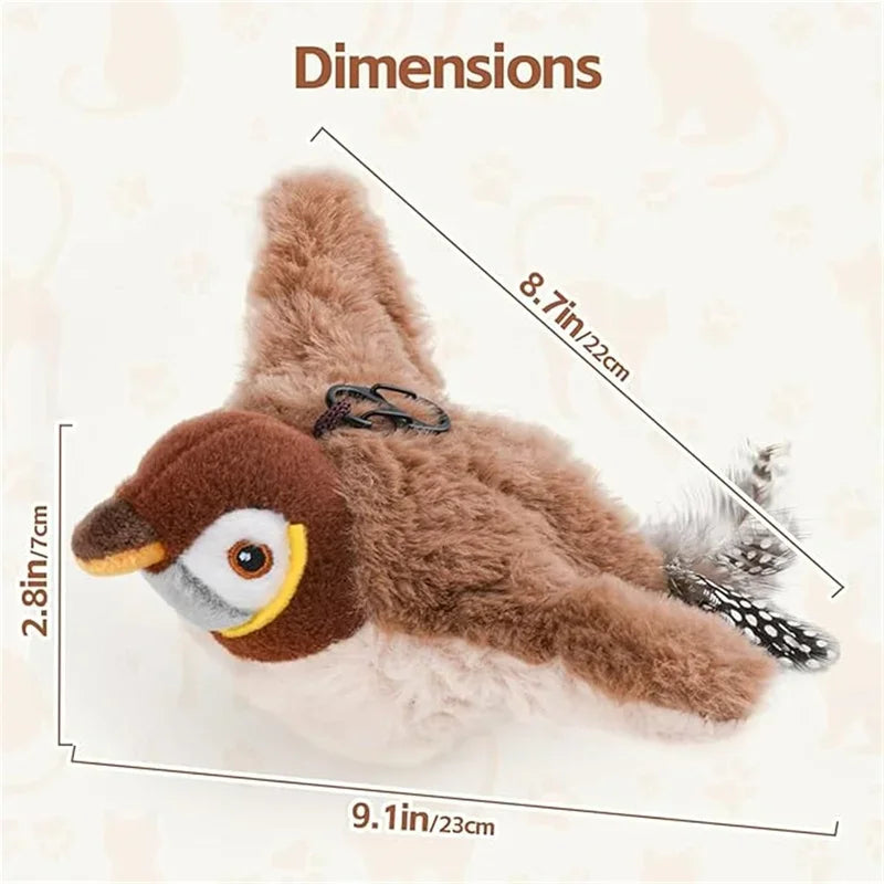 RechargeablePremium Hyperrealistic Flapping Bird Cat Toy With Catnip PlushPlus Toys