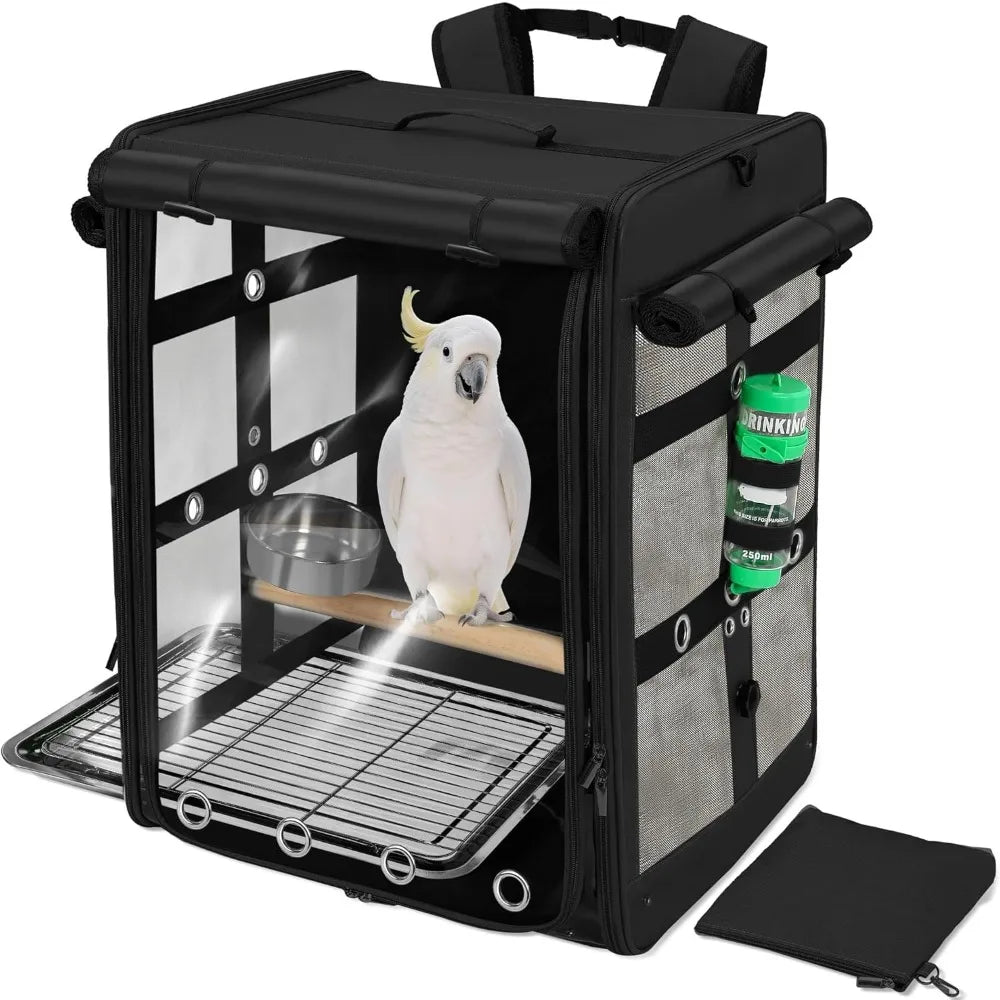 TIFICY Durable Bird Carrier Travel Cage For Cockatoos Parrots UnbreakableStainlessSteelMesh