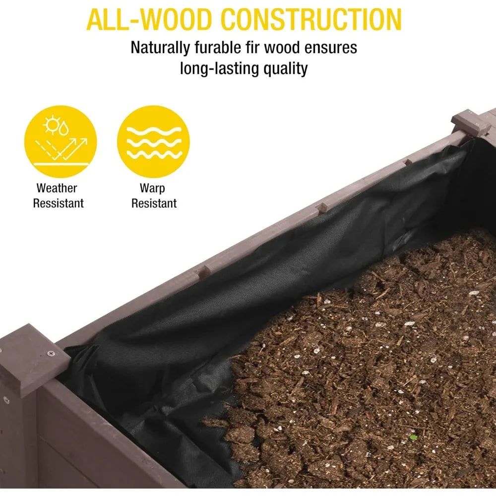 Aivituvin Raised Garden Bed, Elevated Wood Planter Box with Legs Stand for Backyard, Patio, Balcony w/Bed Liner, for Vegetables
