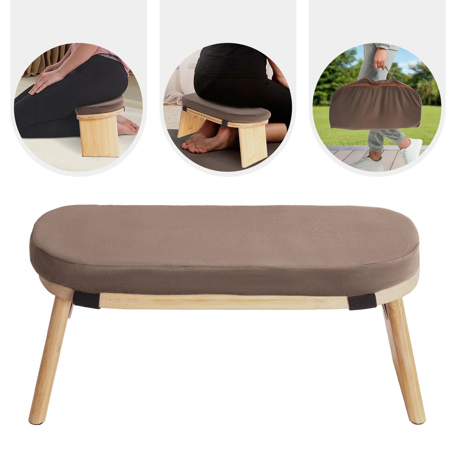 Wooden Foldable Meditation Stool for Home Yoga
