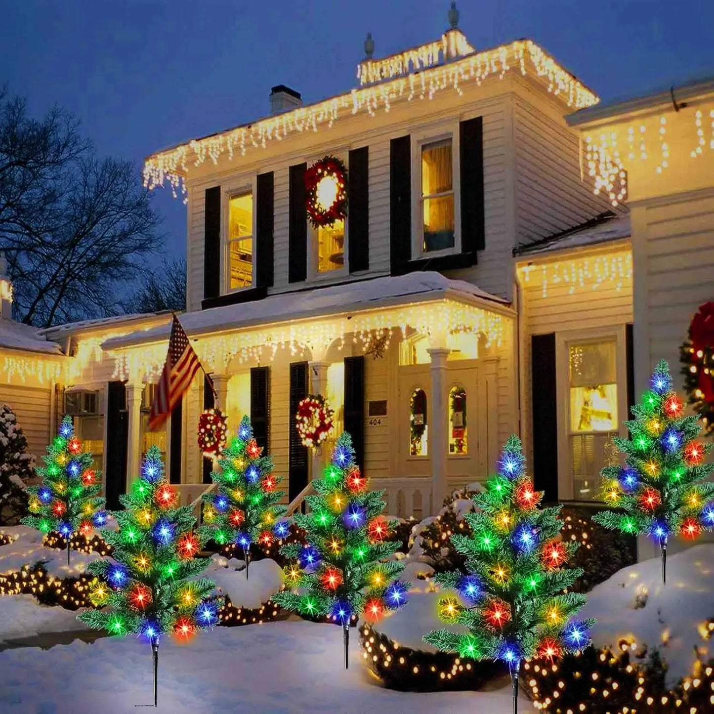 XMSJ 6 Pack Solar LED Christmas Trees Outdoor Decor