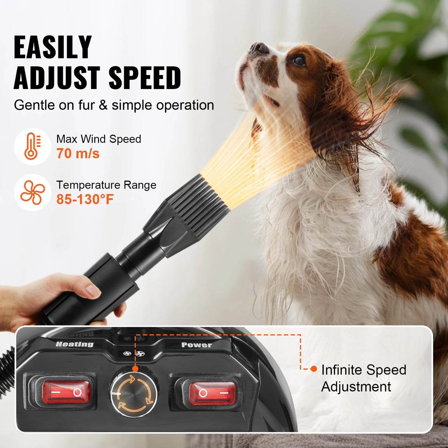 SucceBuy Dog Dryer 2000W Pet Grooming Dryer Adjustable TemperatureControl ProGrade