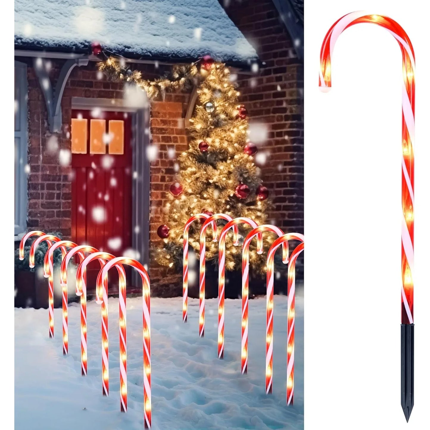 Joyfy Candy Cane Pathway Lights Set of 12 for Holidays