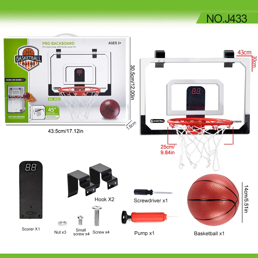 Kids Mini Basketball Hoop With Electronic Scoreboard Ball Sport Backboard Outdoor Indoor Excersise Accessory Funny Game Toys