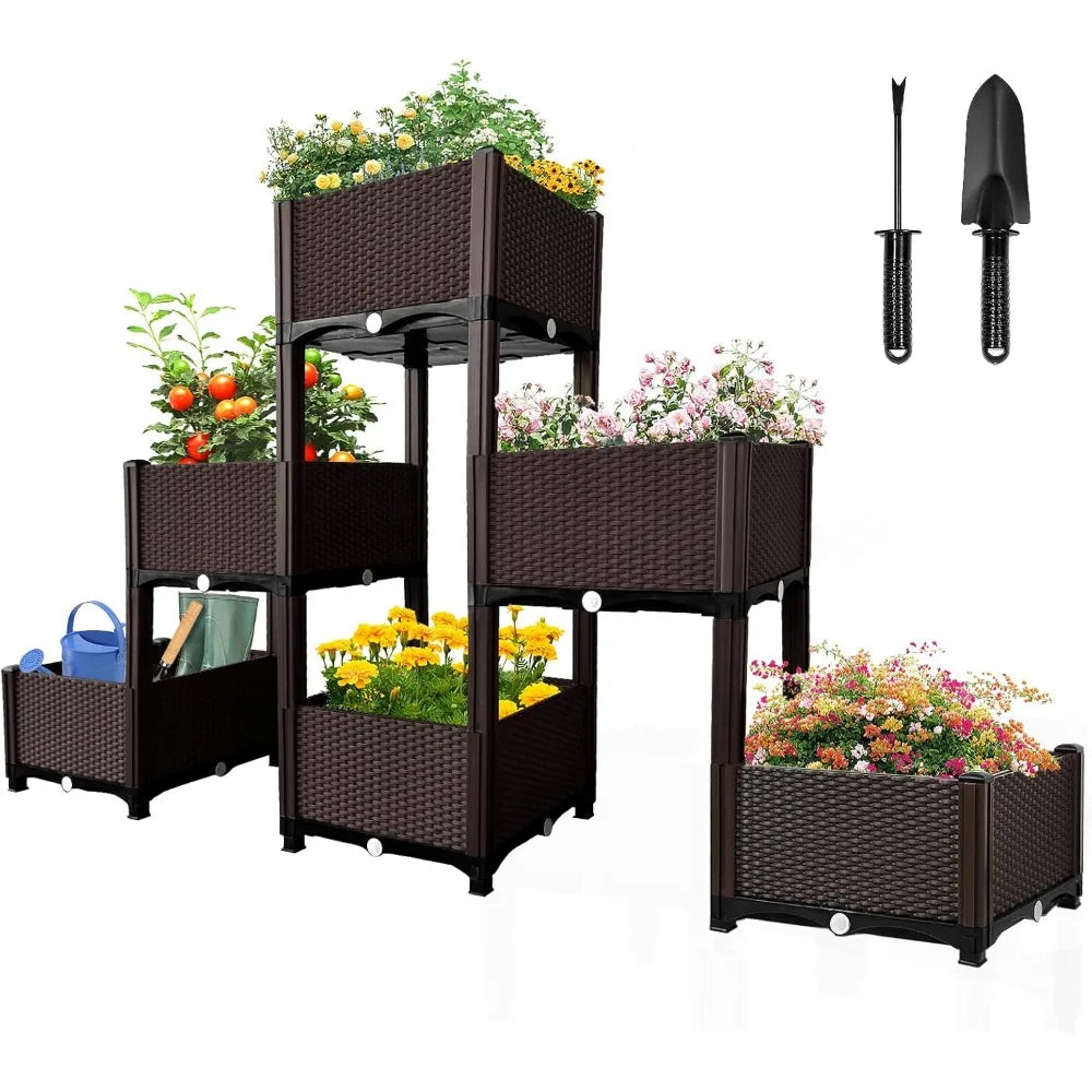 MAYOLIAH Raised Garden Bed with Drainage Elevated Planter Box Plastic Raised Beds for Gardening Vegetables Herb Flowers, Perfect