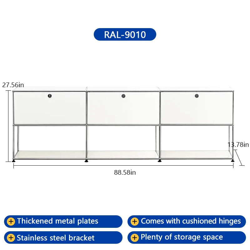 Bigcityfur Stainless Steel Storage Cabinet Contemporary Sideboard For Living Room