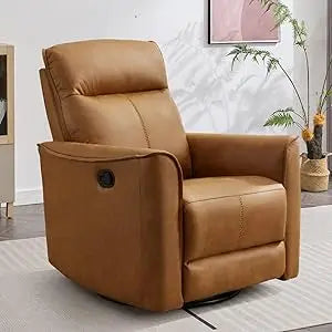 Rocking Swivel Faux Leather Recliner Chair Glider Nursery