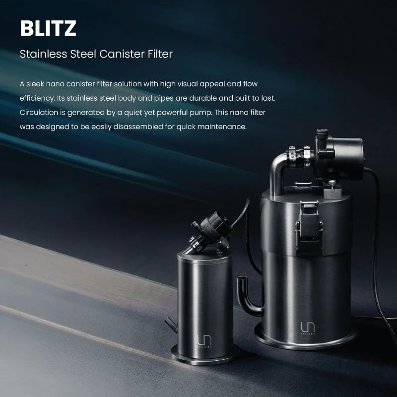 Systems Blitz Stainless Steel Aquarium Filter With Mechanical Biological Filtration