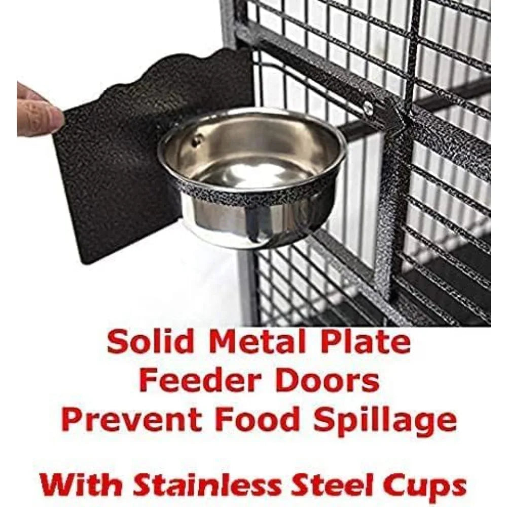 IndustrialGrade Wrought Iron Bird EnclosureSystem For Parrots Finches Cockatoos Rolling