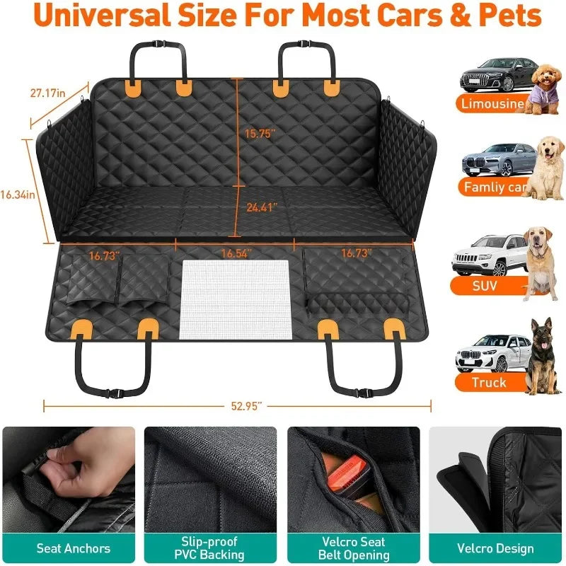 Back Seat Extender for Dogs,Dog Car Seat Cover Hard Bottom for Back Seat, Waterproof Dog Car Hammock for Car Back Seat