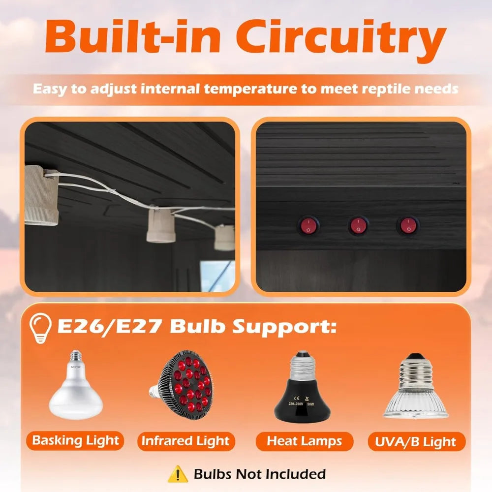 Royxen Premium Bearded Dragon Reptile Tank Tempered Glass Enclosure LockingMeshTop