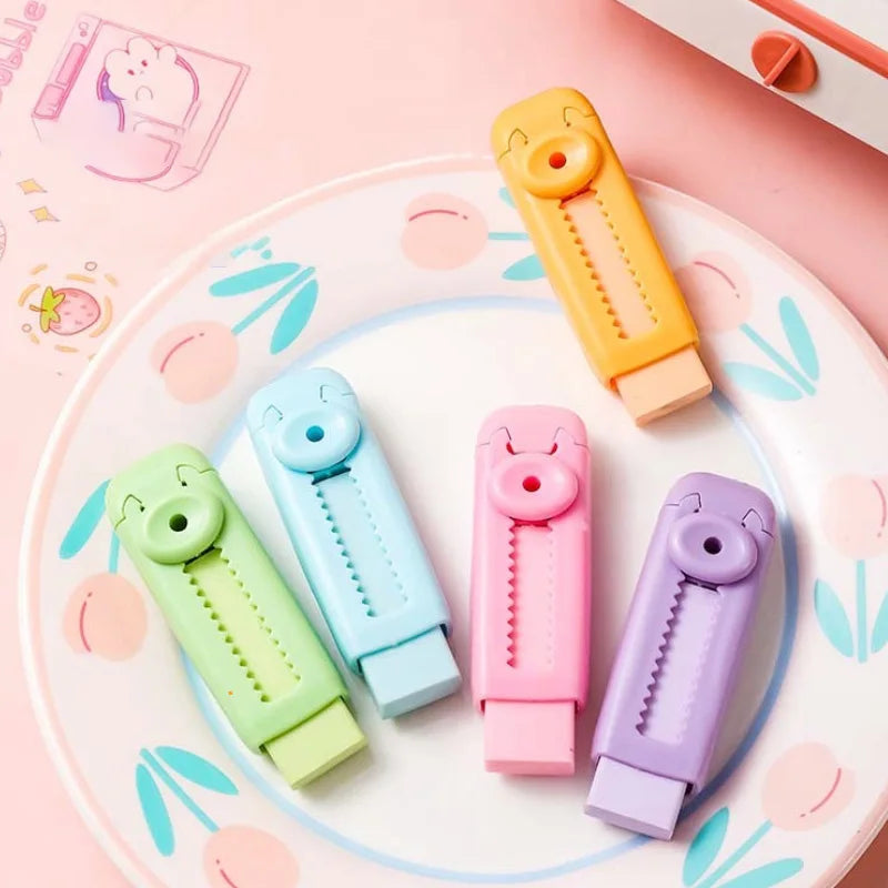 Pustell Push Pull Eraser Set With Refills For Office