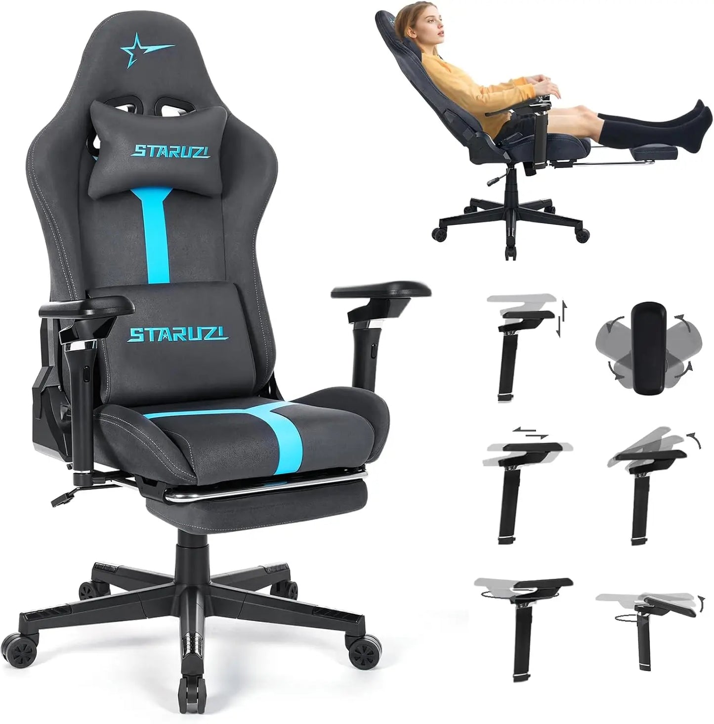 ZHUOTING Ergonomic Gaming Chair With 6D Adjustable Armrests