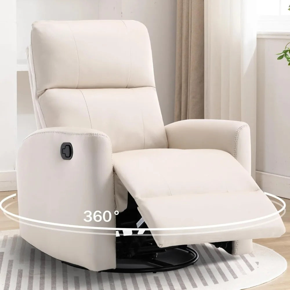 Rocking Swivel Faux Leather Recliner Chair Glider Nursery