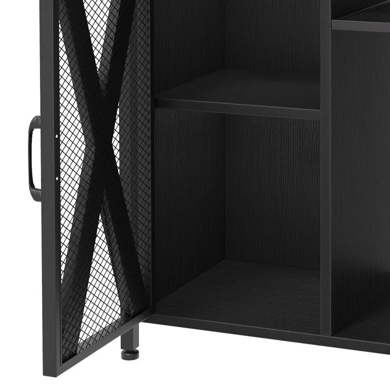 Hign-concerned Metal Wood Aquarium Stand With Electrical Outlet Storage Shelving