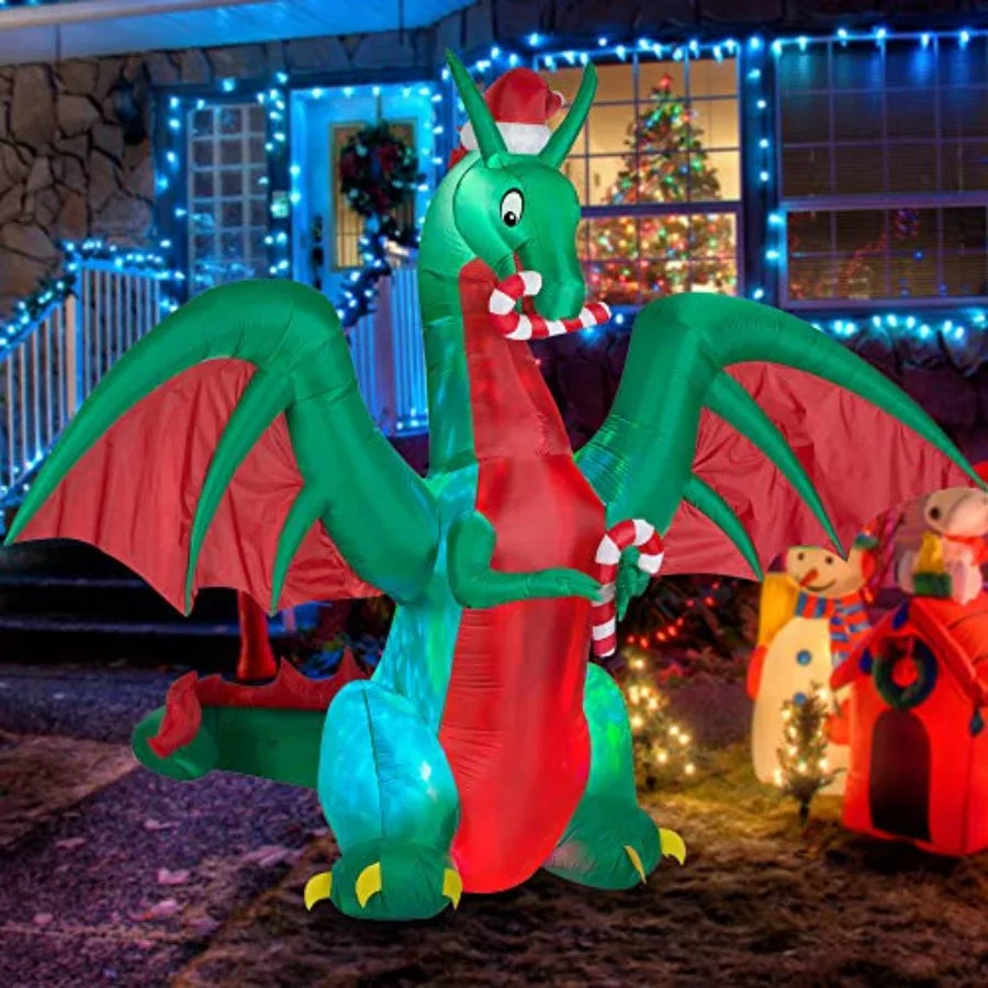 Hign-concerned Inflatable Christmas Dragon Candy LED Lighted Decor Indoor Outdoor