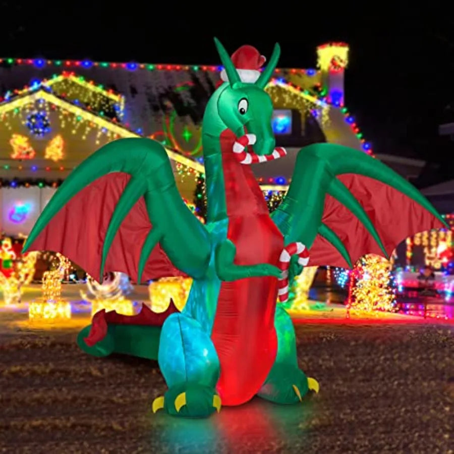 Hign-concerned Inflatable Christmas Dragon Candy LED Lighted Decor Indoor Outdoor