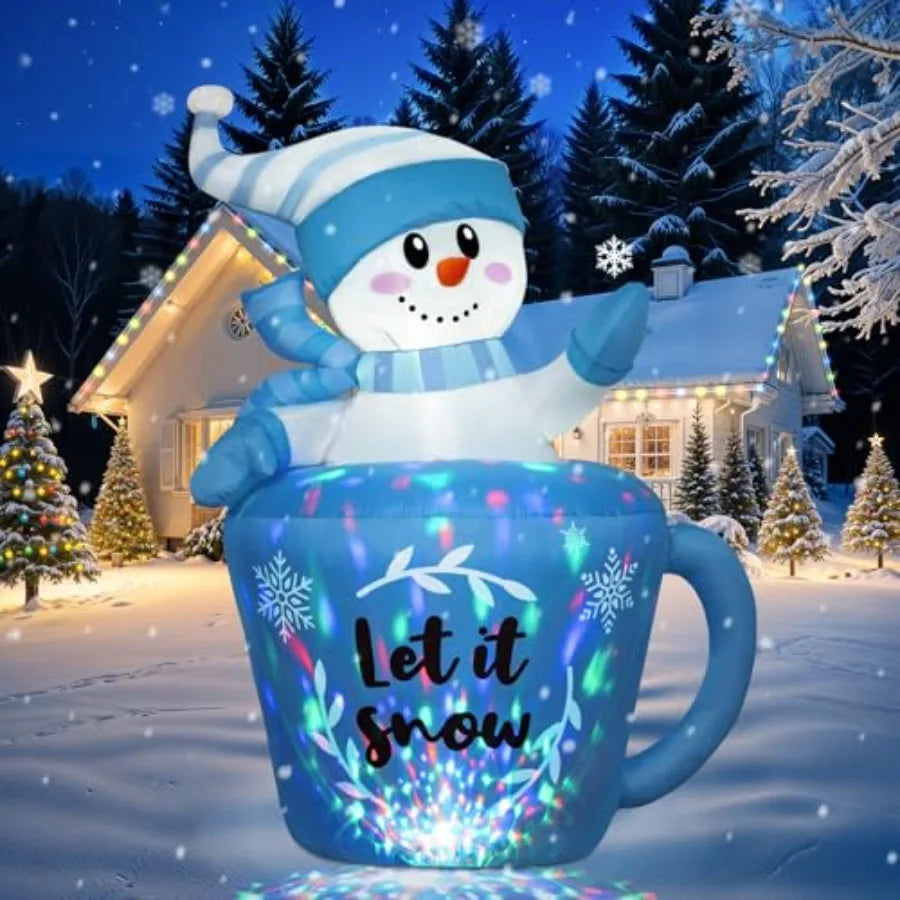 Hign-concerned Christmas Inflatable Snowman In Mug Decor