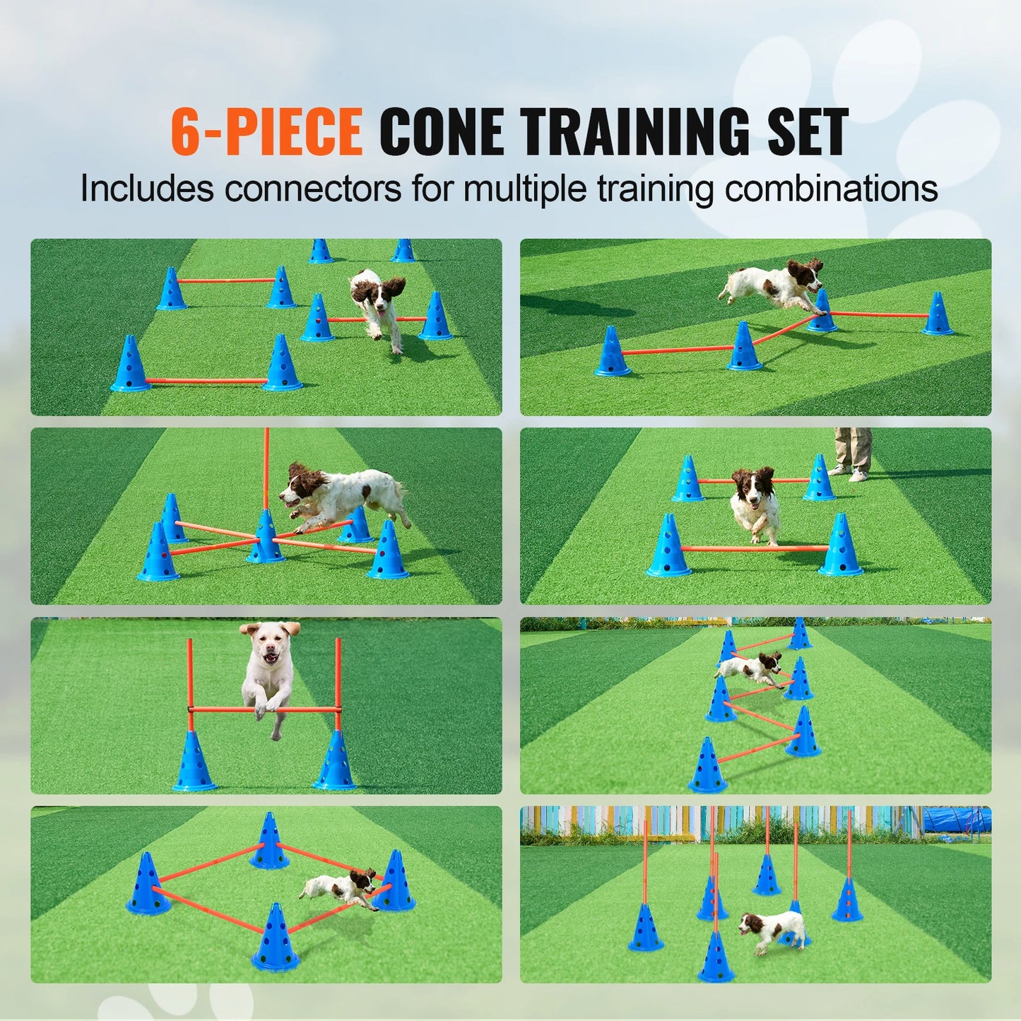 SucceBuy Dog Agility Hurdle Cone Set Adjustable Crossbar System TrainingEquipment