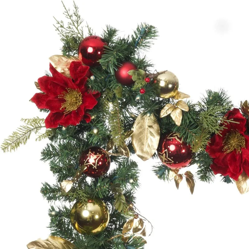 Artificial Christmas Garland Battery Powered Prelit 100 LED Lights