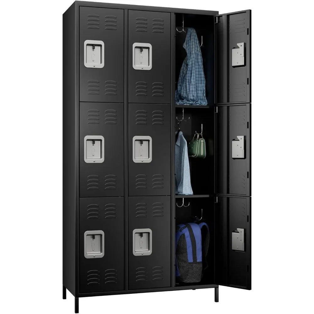 Locker Organizer with 9 Doors, Metal Lockers for Employees, Storage Steel Organizer for School, Metal Storage Cabinet for Gym, O
