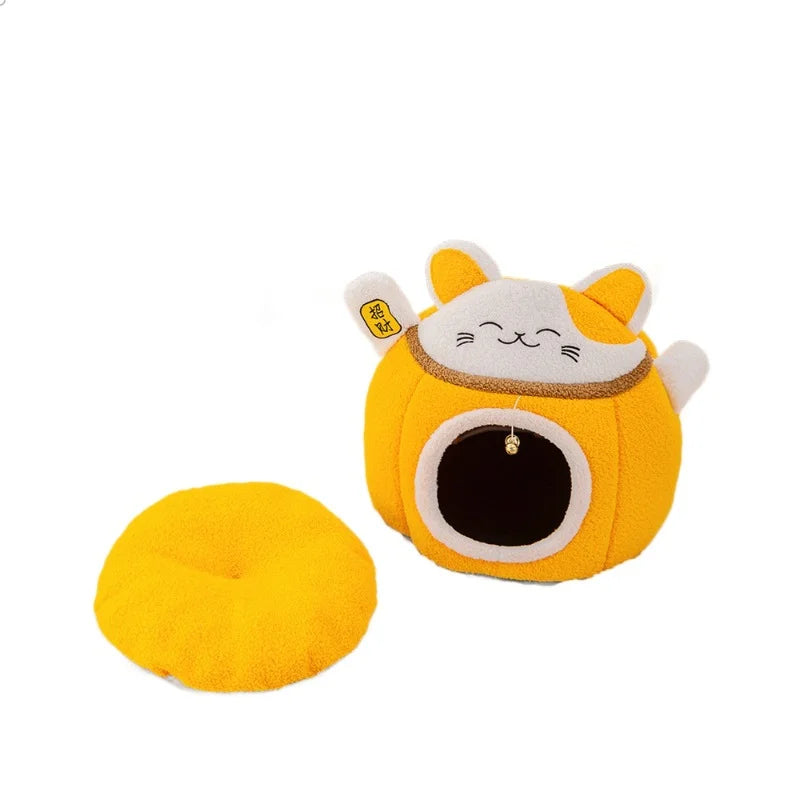 Zhejiang Lucky Fortune Cat Pet Bed Fleece Round Warm