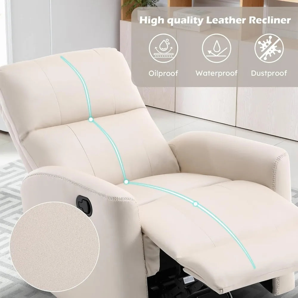 Rocking Swivel Faux Leather Recliner Chair Glider Nursery