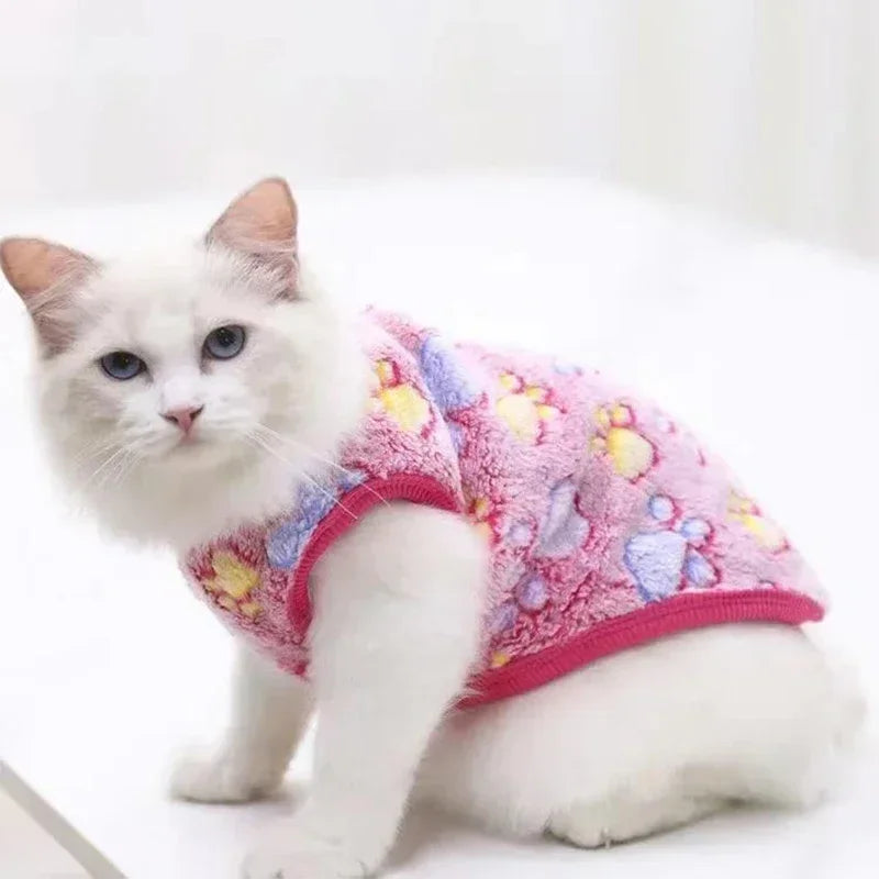 WANGMEOW PremiumGrade CartoonIllustratedVersion FleecePetWear For Cats And Small Dogs