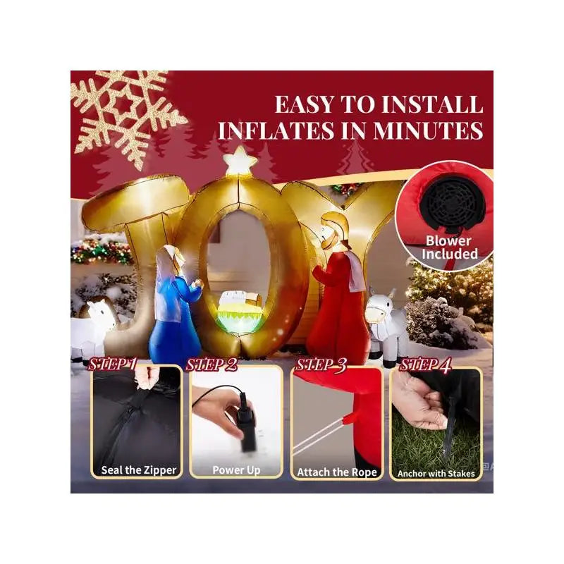 Sichuan Inflatable Nativity Scene with Joy Sign Lighted Decor