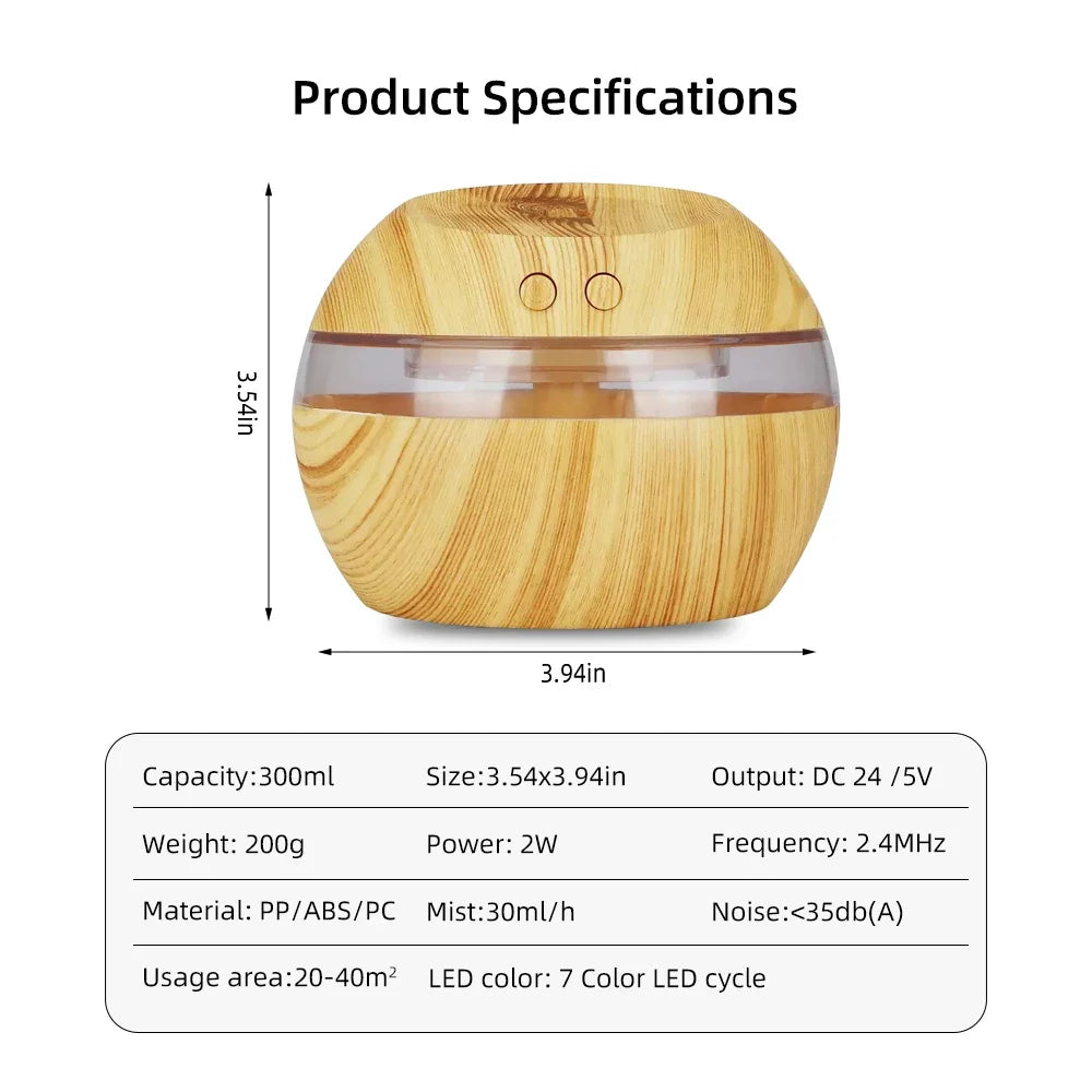 Hign-concerned Ultra Quiet Wood Grain Humidifier For Aromatherapy