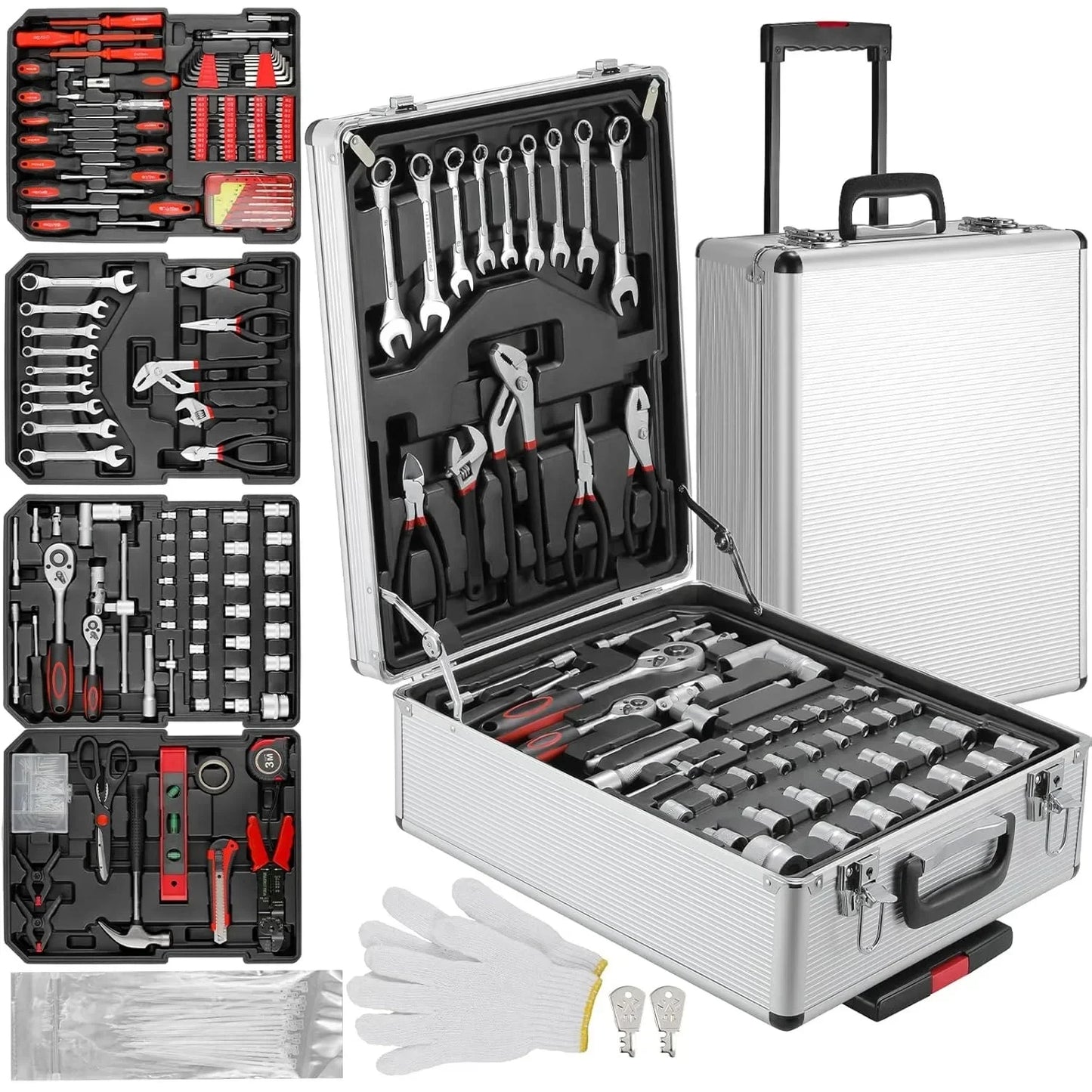 AUKYGGUS 799Pcs Mechanic Tool Set Trolley Case Hand Tools