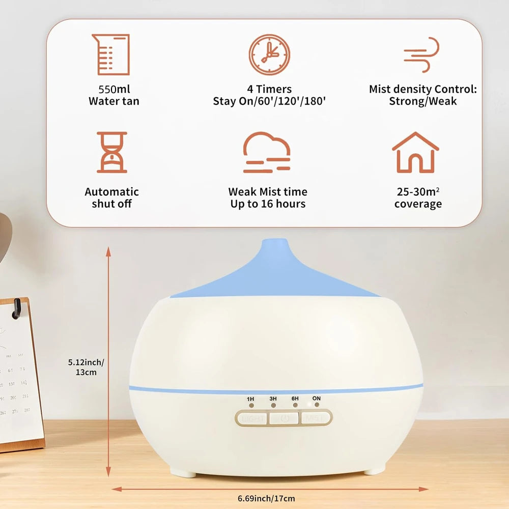 Essential Oil Diffuser With Remote And Seven Color LEDs