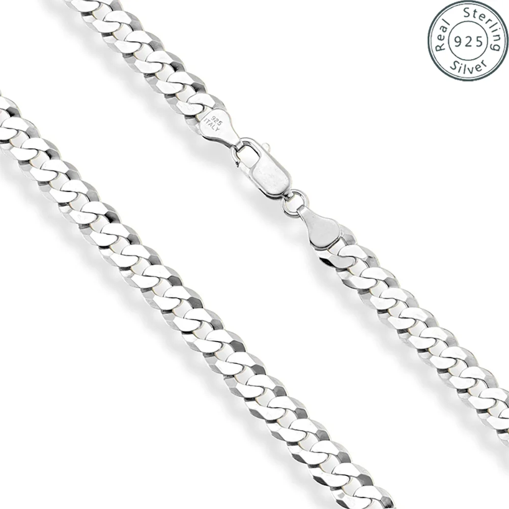 Certificate 925 Sterling Cuban Link Chain Necklace Men