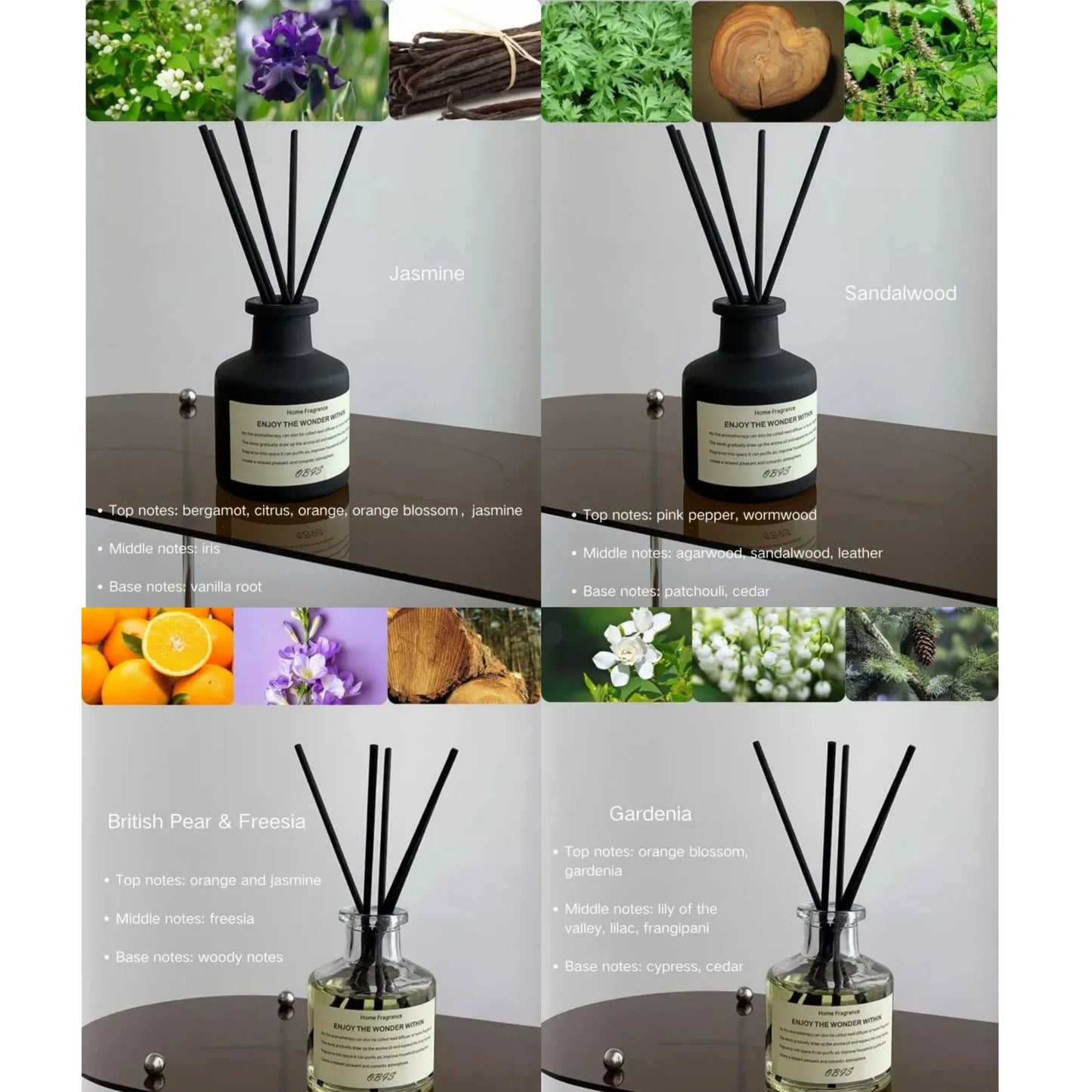 Aromatherapy Freesia Jasmine Premium ReedDiffuser Oil For Living Room Fragrance