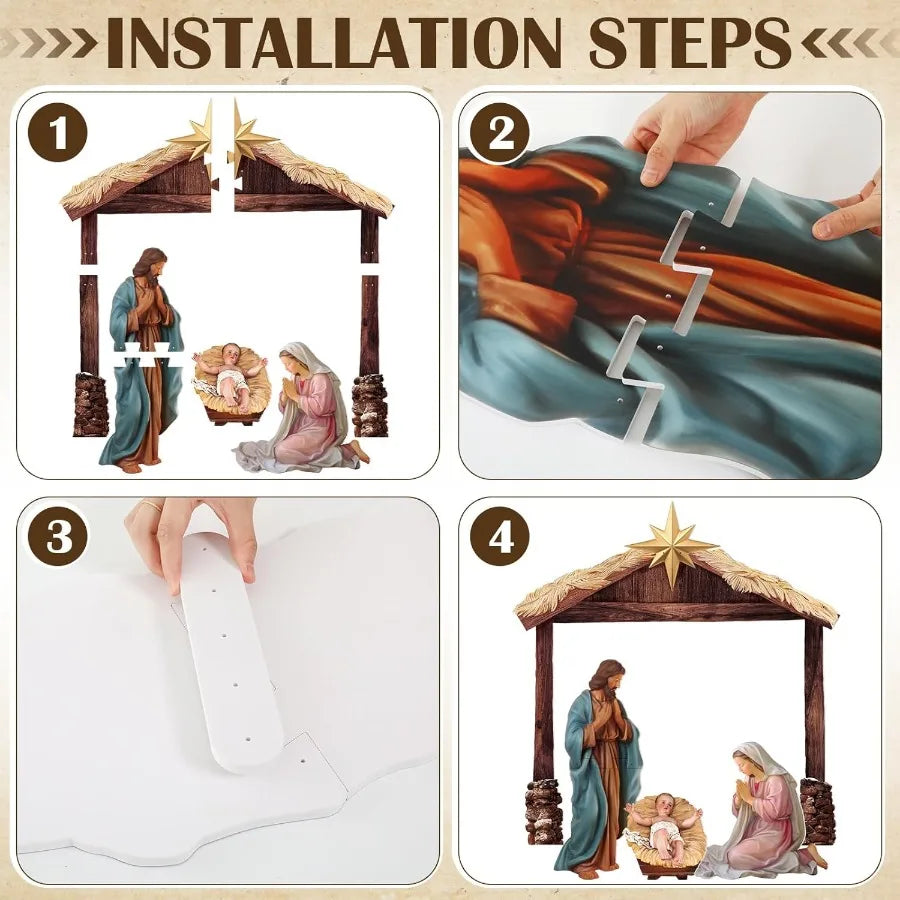 Hign-concerned Outdoor Nativity Scene Holy Family Decoration Set