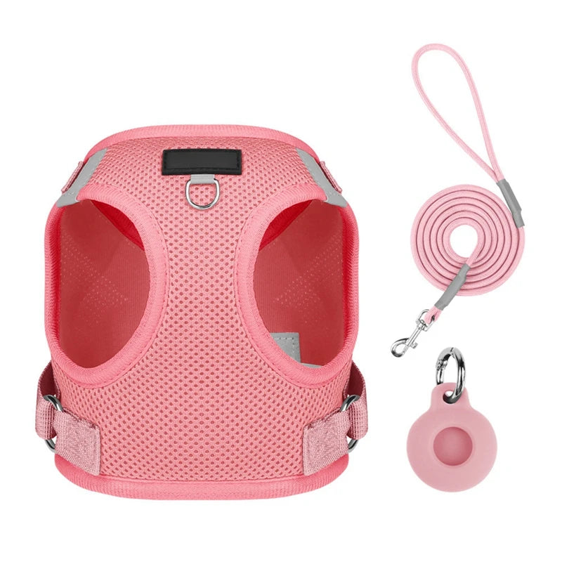 Pet Harness With Airtag Tracker And Leash Sets Puppy Cat Chest Strap For Small Medium Dogs Cat Harnesses Vest Outdoor Leads Rope