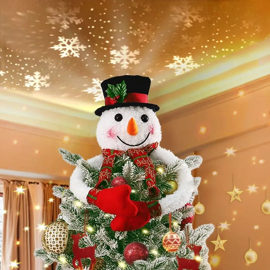 Christmas Snowman Tree Topper Projector Led Light Decor