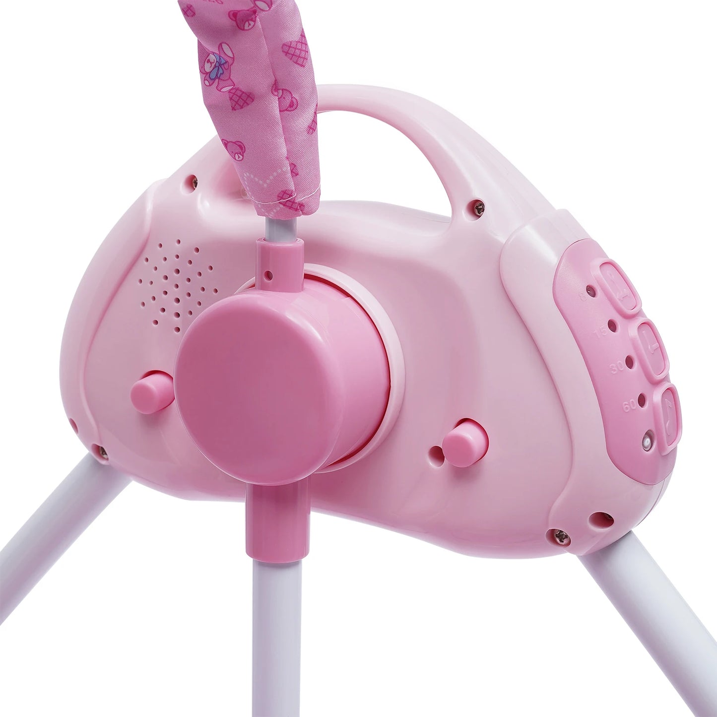 Electric Baby Swing Big Space Folding Baby Cradle 5 Gears Mosquito Net Baby Bassinet Remote Control And Timing Function Pink