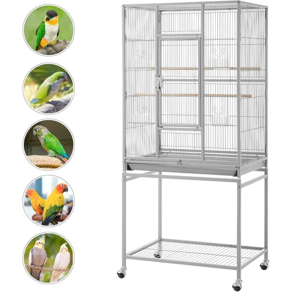 CommercialGradeAllMetal Iron Parrot Cage With Integrated Stand For Multiple Birds
